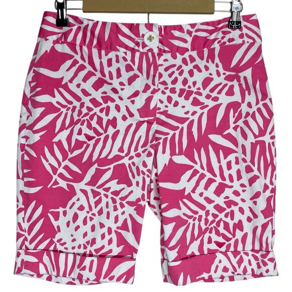 Skirtin Around Shorts Womens 8 Pink Green Bermuda Preppy Coastal Country Club - Picture 2 of 15